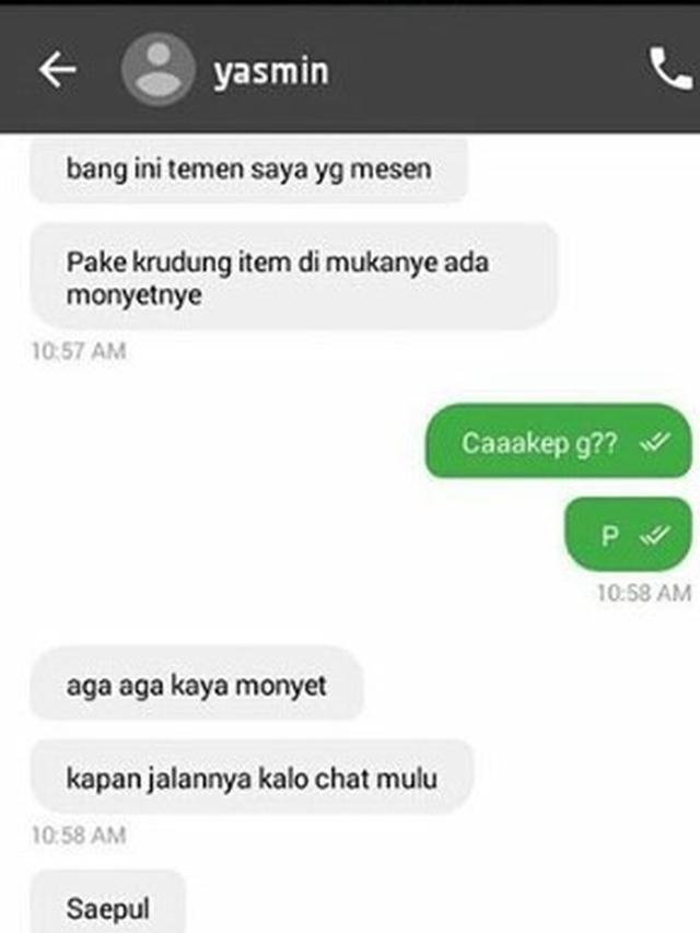 Chat driver ojol dan penumpang