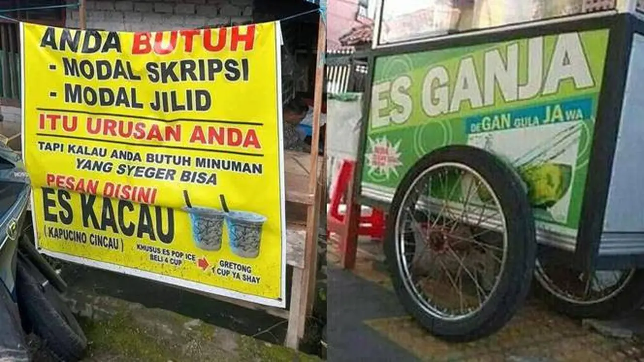 9 Singkatan Tulisan Nyeleneh di Tempat Jualan Es Ini Bikin Geleng Kepala