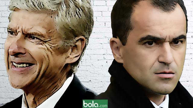 Arsene Wenger vs Roberto Martinez (Bola.com/Samsul Hadi)