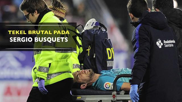 Sergio Busquets harus bermain selama 8 menit karena tekel berbahaya ini saat Barcelona melawan Eibar