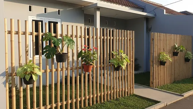 Pagar Bambu Minimal dengan Pot Berjarak