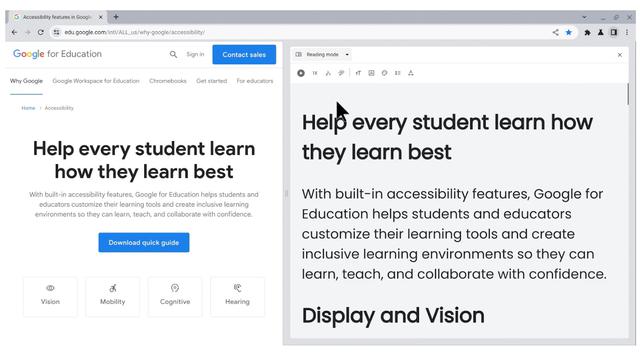 Salah satu fitur baru pada Google Chrome untuk mendukung pembelajaran yang inklusif. (Foto: blog Google)