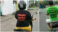 Tulisan lucu di kaos pengendara (Istimewa)