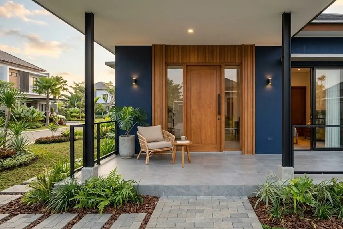 Warna Cat Teras Rumah Minimalis Modern Anti Noda Hujan