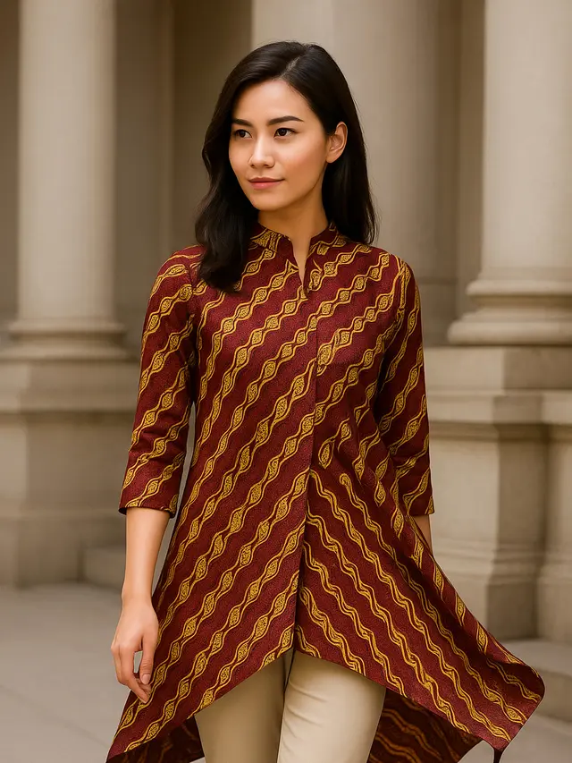 Tunik Batik Asimetris: Tren Modern yang Menciptakan Ilusi Visual