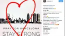 Akun Instagram milik pemain Barcelona, Arda Turan dengan gambar hati dan hastag stop terorrism sebagai bentuk simpatik terhadap korban teror Barcelona. (Bola.com/Instagram/Arda Turan)