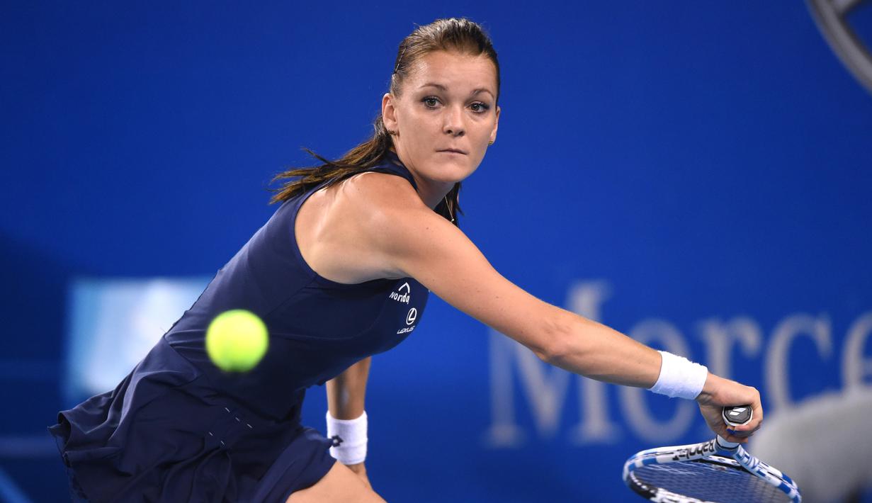 Petenis Agnieszka Radwanska asal Poland saat beraksi di China Open tennis tournament, Beijing, Selasa (06/10/2015). (AFP Photo / Wang Zhao)