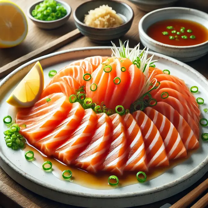 Salmon Sashimi dengan Saus Ponzu