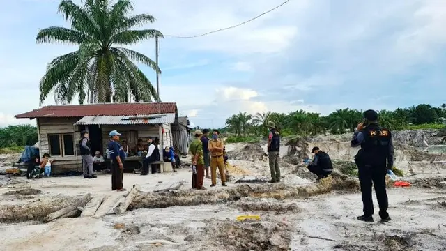 Lokasi penambangan pasir ilegal di Kabupaten Bengkalis yang dibongkar oleh Polda Riau.