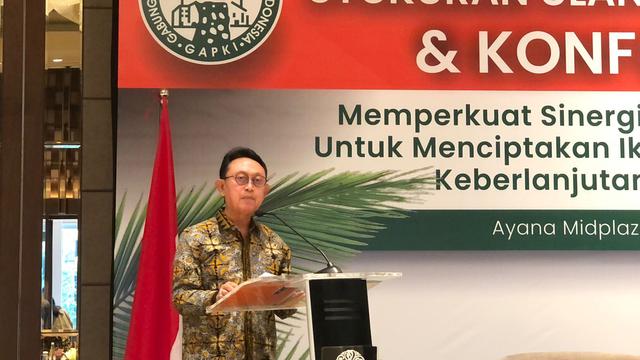 Konferensi pers Syukuran Ulang Tahun GAPKI ke-43 tahun, di Jakarta, Selasa (27/2/2024). (Foto: Liputan6.com/Tira Santia)