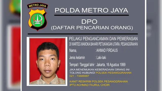 DPO kasus perampokan warteg