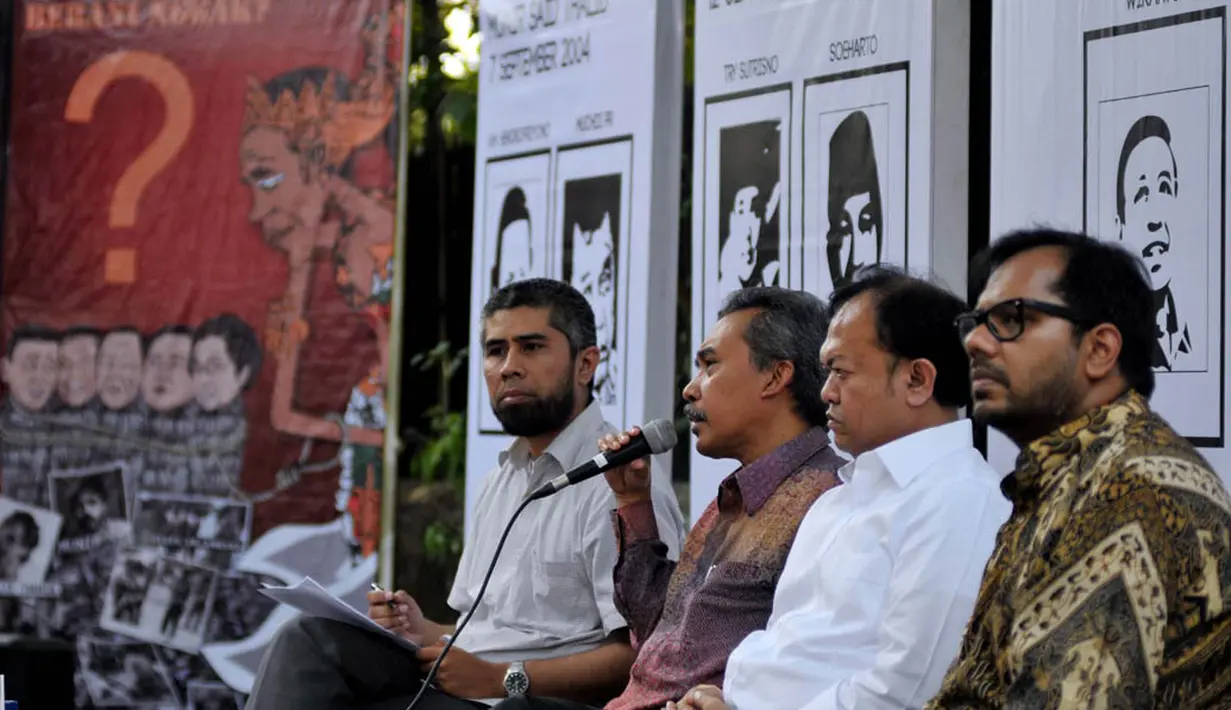 Hadir dalam diskusi tersebut pengamat politik Syamsudin Haris, Sekjen Partai Nasdem Patrice Rio Capella dan Koordinator Kontras Haris Azhar, Jakarta, (11/9/14).(Liputan6.com/Johan Tallo) 