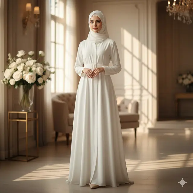 Model Gamis Abaya Putih yang Elegan