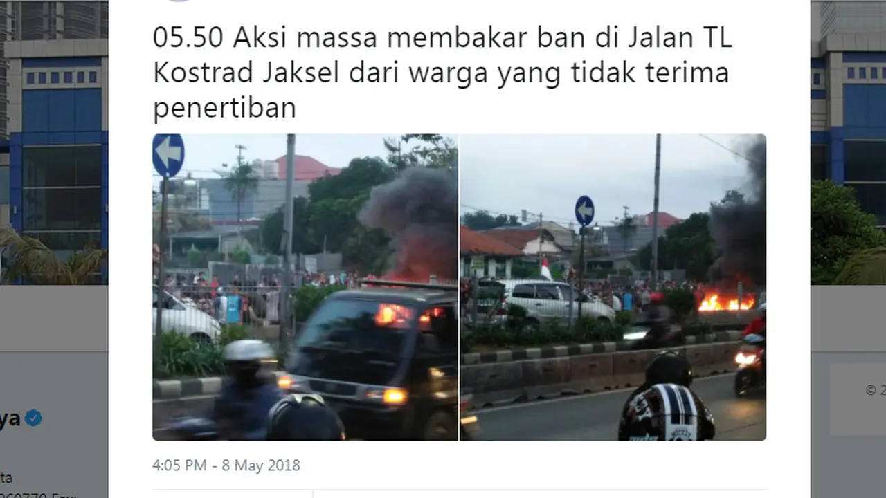 Aksi Bakar Ban di Kodam Tanah Kusir, Pondok Indah Macet Parah