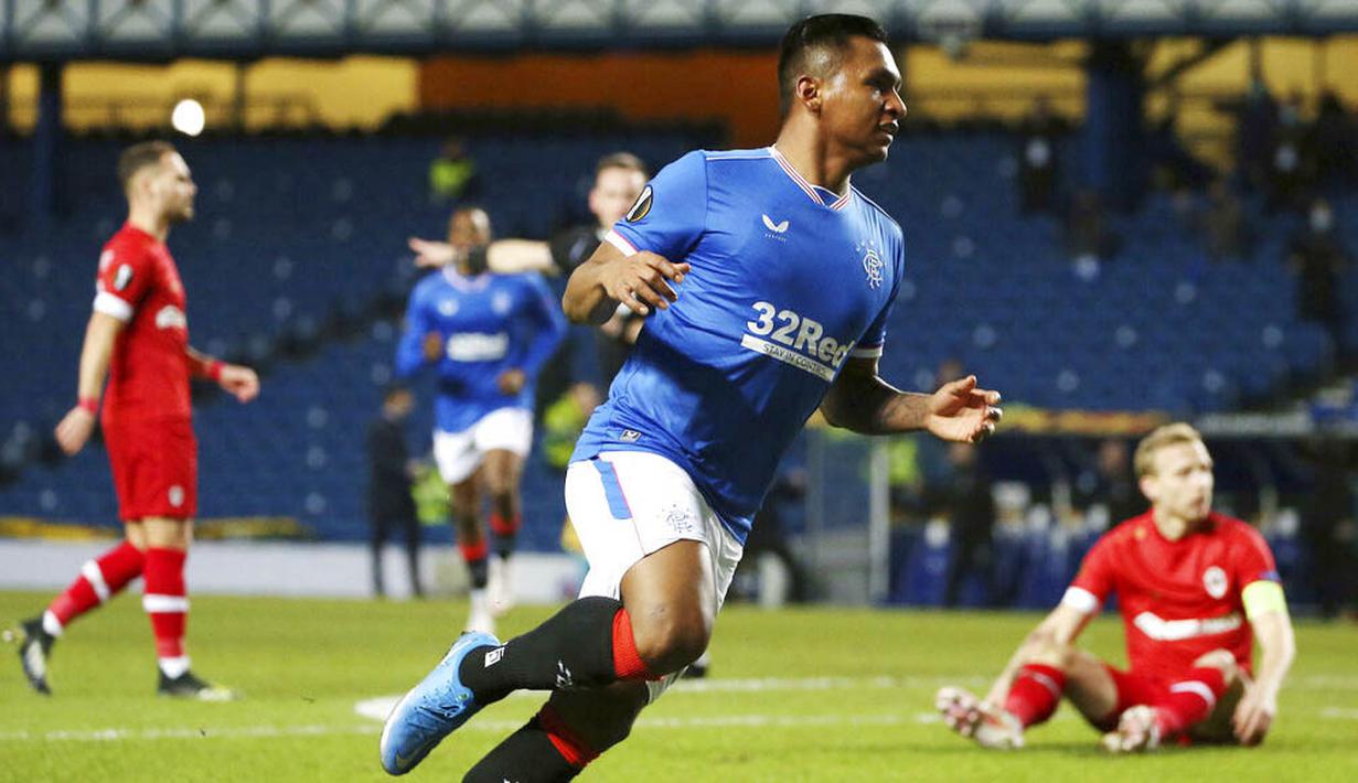 Anak asuh Steven Gerrard itu berhasil menyingkirkan wakil Belagia, Royal Antwerp, dengan skor agregat 9-5.  (Andrew Milligan/PA via AP)