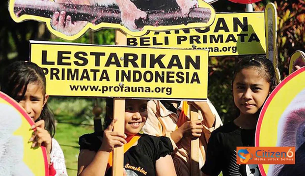 Citizen6, Denpasar: Anak-anak juga ikut berperan dalam mencegah terjadinya perburuan primata. (Pengirim: Anggara Mahendra)