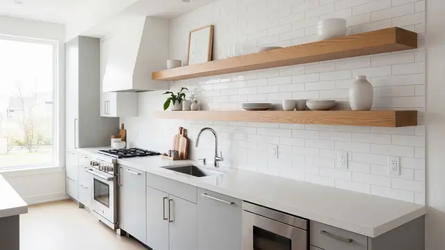 Desain Dapur dengan Ambalan Kayu yang Sedang Tren (AI Generated)