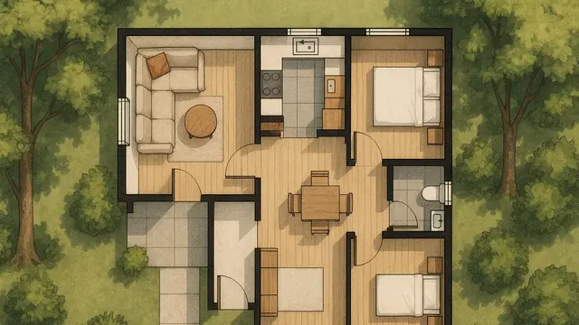 13 Denah Rumah 1 Lantai dengan Ruang Tamu Mini, Hemat Tempat Tapi Tetap Nyaman