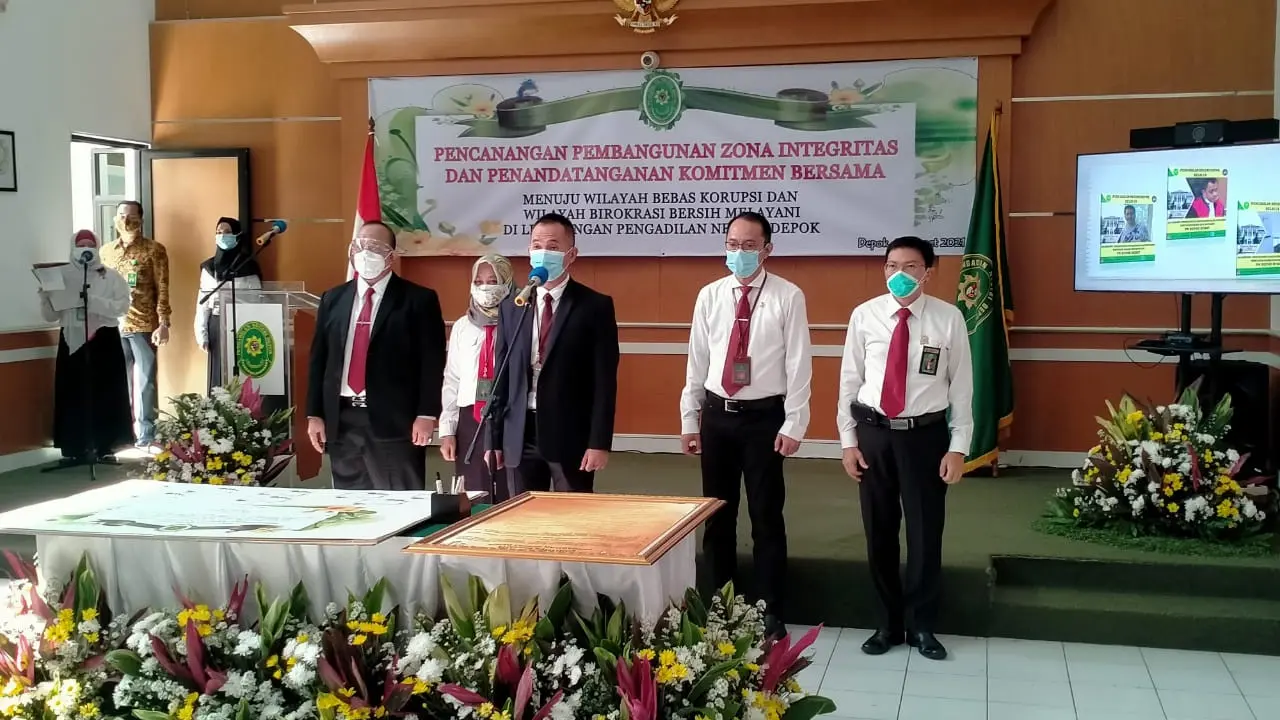 Pengadilan Negeri Depok Kelas 1B berusaha mewujudkan lembaga pengadilan yang bebas dari korupsi, pungli, gratifikasi dan suap.