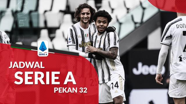 Berita motion grafis jadwal Liga Italia 2020/2021 pekan ke-32 dimana Juventus hadapi Parma di Allinz Stadium, Turin.