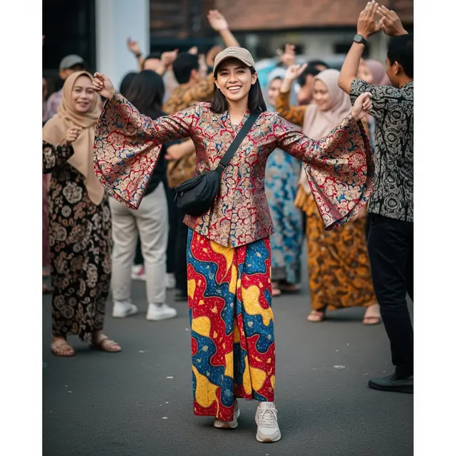 Model Baju Pesta Atasan Brokat Bawahan Batik. Foto: Gemini