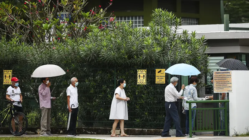 FOTO: Suasana Pemilu Singapura di Tengah Pandemi COVID-19