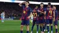 Gelandang Spanyol Barcelona bernomor punggung 16, Fermin Lopez, merayakan gol keempat timnya selama pertandingan leg kedua babak 16 besar Liga Champions UEFA antara FC Barcelona dan Newcastle United di stadion Camp Nou di Barcelona, ​​pada 19 Maret 2026. (Lluis GENE/AFP)