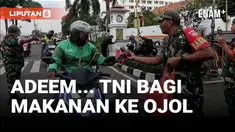 Sejumlah aparat TNI dari Kodim 0734 menghentikan pengendara, terutama ojek online, bukan untuk razia, tapi untuk membagikan bingkisan makan siang.