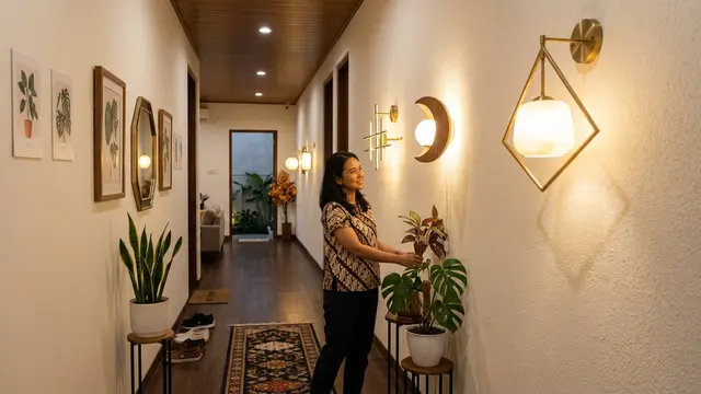 Ide Lampu Dinding untuk Membuat Lorong Rumah Tidak Terlihat Gelap (AI Generated)