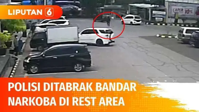 VIDEO: Gerebek Transaksi Narkoba di Rest Area, Polisi Ditabrak oleh Bandar yang Melarikan Diri