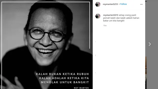 7 Pesan Bijak Roy Marten, Sempat Viral di Media Sosial