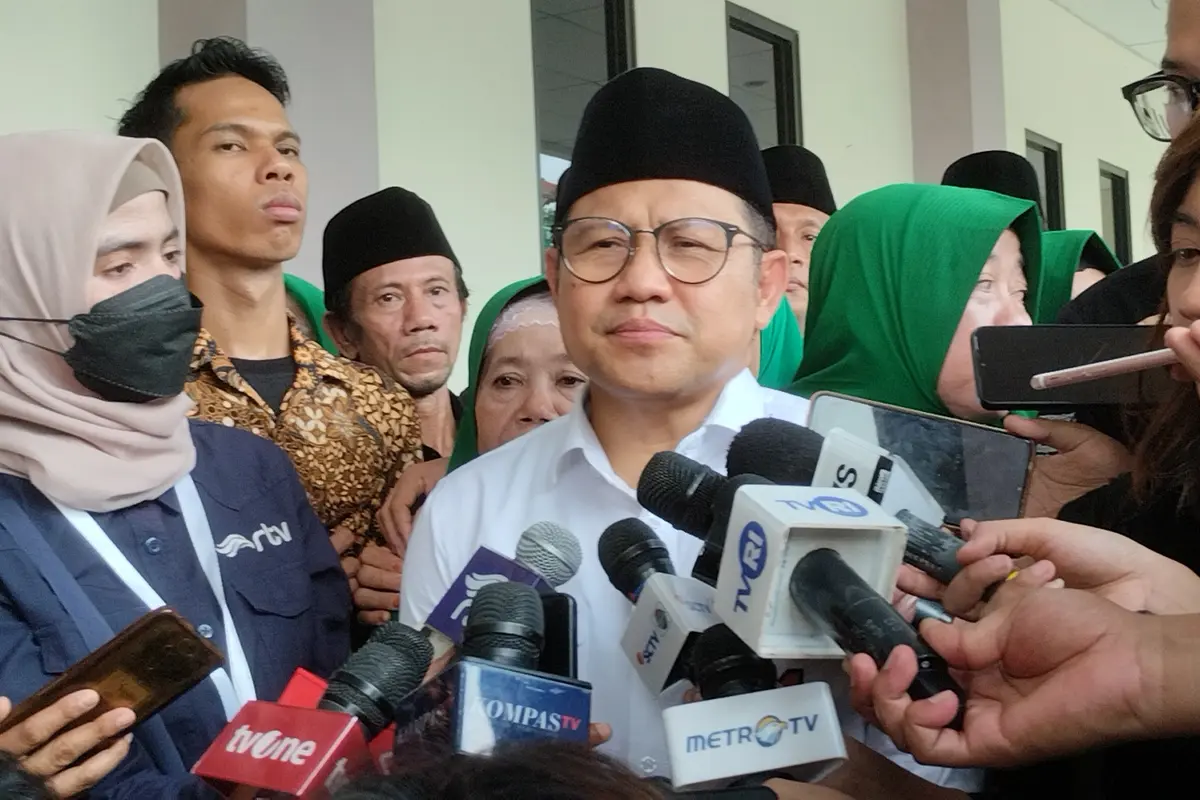 Calon wakil presiden (Cawapres) nomor urut satu Muhaimin Iskandar (Cak Imin) di Bekasi, Senin (18/12/2023).
