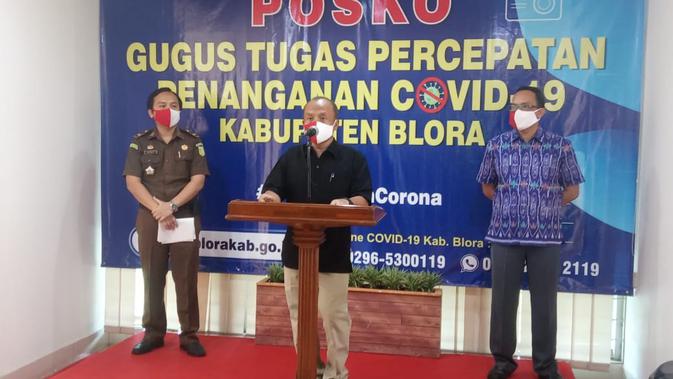 Konferensi pers Gugus Tugas Percepatan Penanganan Covid-19 Blora (Ahmad Adirin)