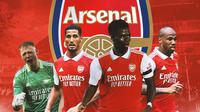 Arsenal - Aaron Ramsdale, William Saliba, Bukayo Saka, Gabriel Magalhaes (Bola.com/Adreanus Titus)