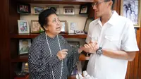 Sandiaga bersilaturahmi ke Popong Otje Djundjunan di Bandung. (Liputan6.com/Putu Merta Surya Putra)