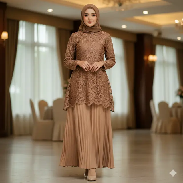 7 Model Gamis Terbaru Atas Brokat Bawah Polos, Tampil Anggun dan Modern untuk Segala Acara