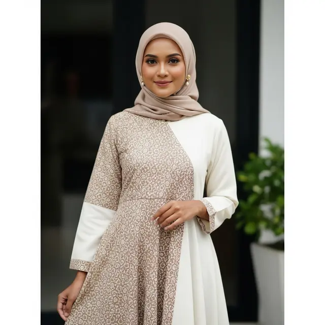 Model Gamis Dua Motif (Image by GeminiAI)
