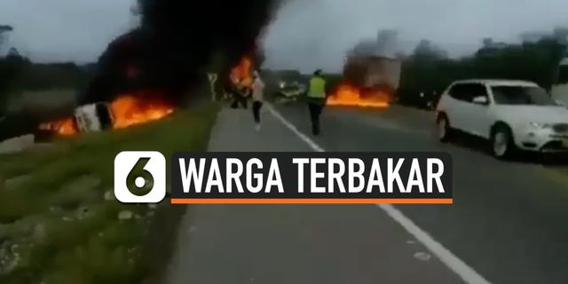 VIDEO: Detik-Detik Warga Terbakar Saat Jarah Truk BBM yang Terguling