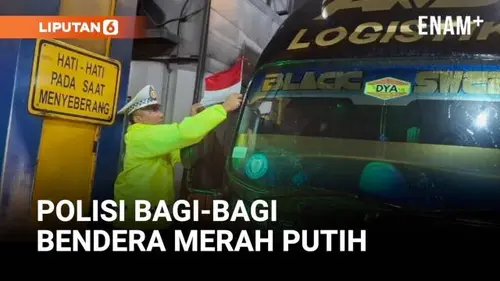 VIDEO: Sambut HUT Ke-80 RI, Polantas Bagi-Bagi Bendera Merah Putih