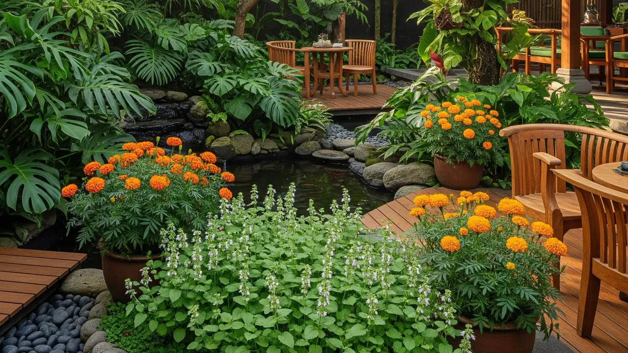 Teras Rumah dengan Tanaman Aromatik Pengusir Serangga (Image by Gemini AI)