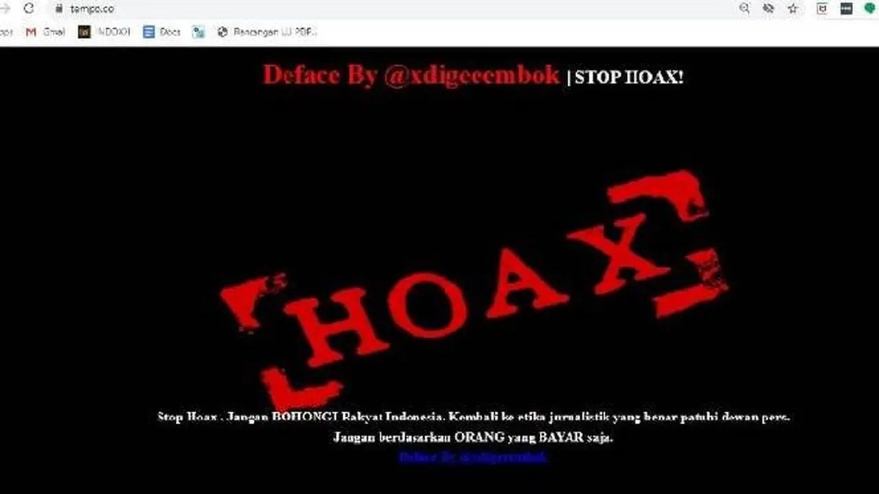 Situs Berita Tempo.co Diserang Hacker. Dok: Tempo.co