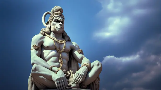 <p>Ilustrasi Dewa Hanuman yang dikaitkan dengan ekor di tubuh anak di India.</p>