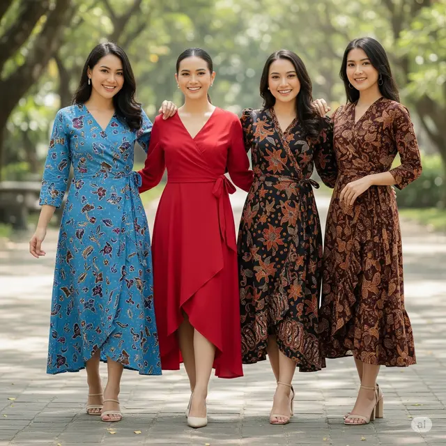 Model Batik Wanita Wrap Dress. Foto: Gemini