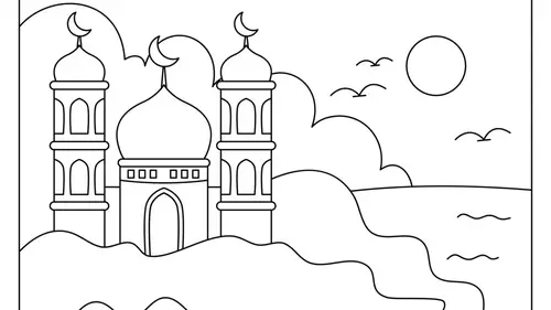 6 Gambar Mewarnai Masjid, Lengkap Cara Mengajarkannya pada Anak TK dan PAUD  - Hot Liputan6.com