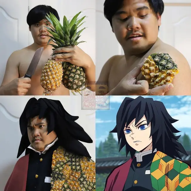 6 Cosplay Low Budget Pakai Nanas dan Durian Ini Absurd Banget