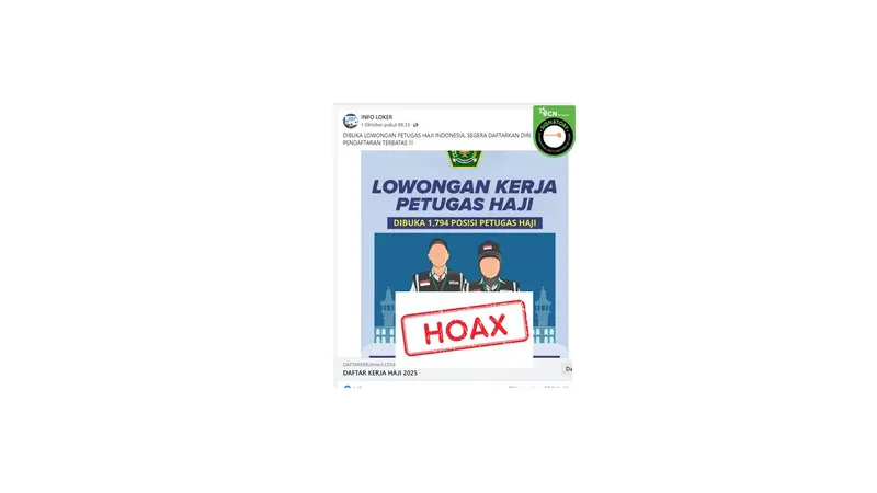 Cek fakta poster lowongan petugas haji 2025