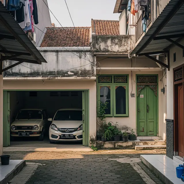 Desain Rumah Kecil di Gang Tapi Punya Garasi 2 Mobil