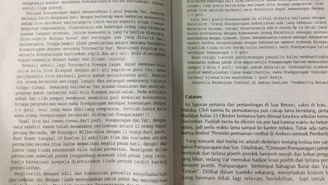 Artikel Pemberita Betawi yang terbit tahun 1907 berjudul Perlombaan Voetbal di Ambon (Marco Tampubolon/Liputan6.com)