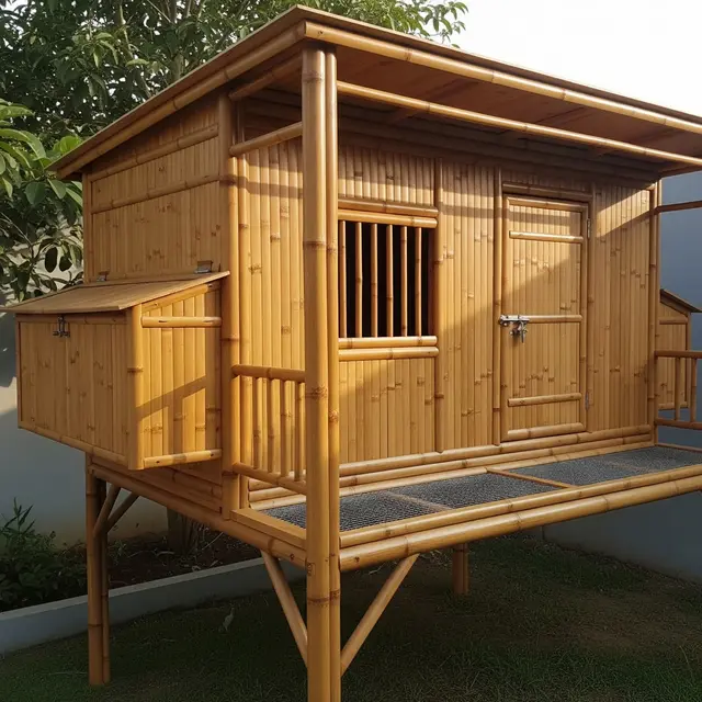 Kandang Ayam Bambu Murah tapi Modern untuk Ternak Rumahan Modal Kecil (Image by Gemini AI)