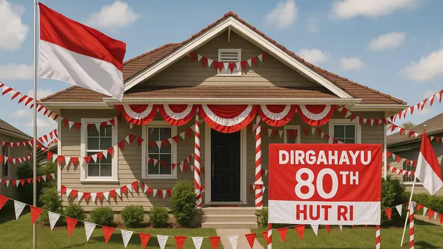 Ide Dekorasi Rumah untuk Peringatan Hari Kemerdekaan 17 Agustus 1945 HUT RI ke-80/Ilustrasi Gambar AI